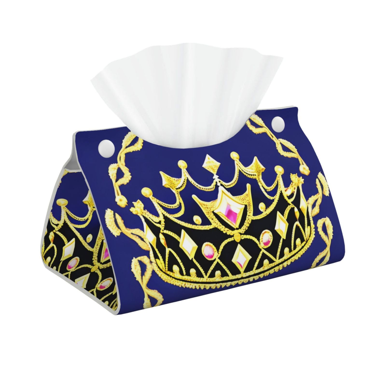 Fantasy Tiara Rectangular Leather Tissue Box Cover, Folding Facial Tissue Holder Dispenser for Car