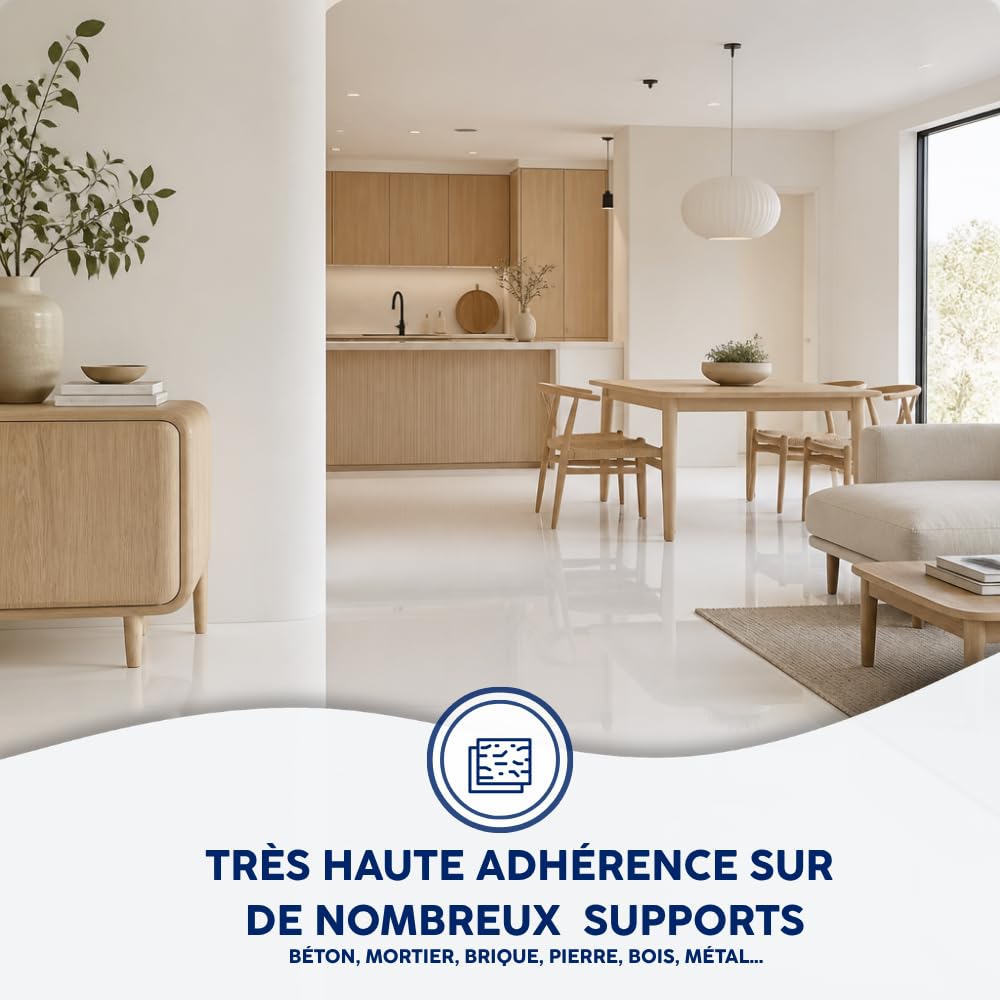 MATPRO - Peinture Laque Epoxy Sol & Mur - Sans Solvant, Auto-Lissant - pour Supports Intérieurs Horizontaux, Travaux Neufs/Réparation - Miroir Orange - 1Kg