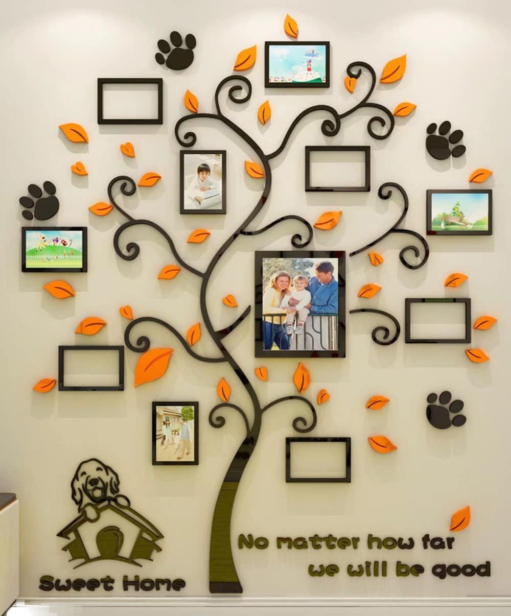 Adesivi Murali Albero Della vita Adesivo da Parete 3D DIY Famiglia Cornice Albero Adesivo Muro per Foto per Camera da Letto Soggiorno Divano (XXL:220 * 181cm)