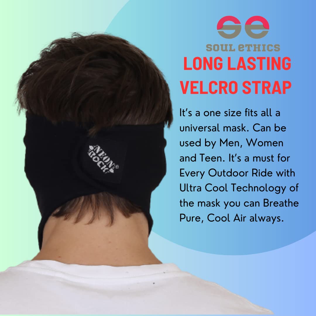 SOUL eTHICS Air Filter Mesh Breathable Pure Cotton Summer Full Face Mask for Biker, Face Protection Mask, Summer Face Cover, Winter, Dust Protection Mask, Helmet Mask for Bikers (Black Plain Mask) 3