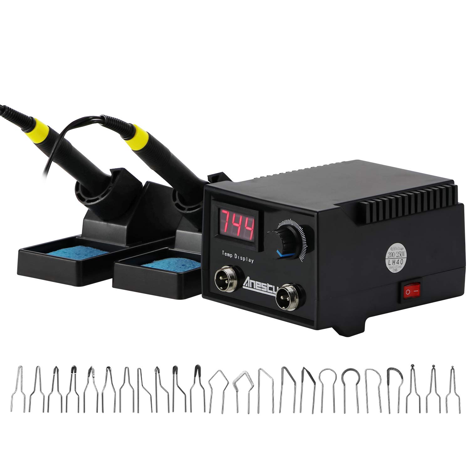 Brennstation Brandmalerei Brandmalstation mit 2 Brennstift, Profi - Brandmalgerät für alle Holzbrandarbeiten, (100W, 23 x Brennschleifen,100℃ - 780 ℃)