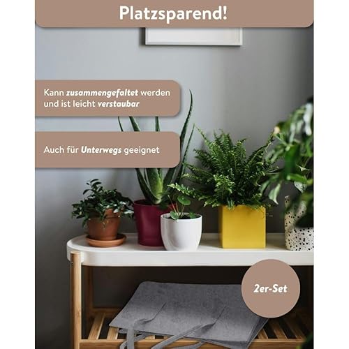 Close Up 2er Set Filztasche Kaminholztasche Filzkorb Kaminholzkorb Filz Zeitungsständer Zeitungskorb, Einkaufstasche, ca. 50 x 25 x 25 cm (Hellgrau & Dunkelgrau)