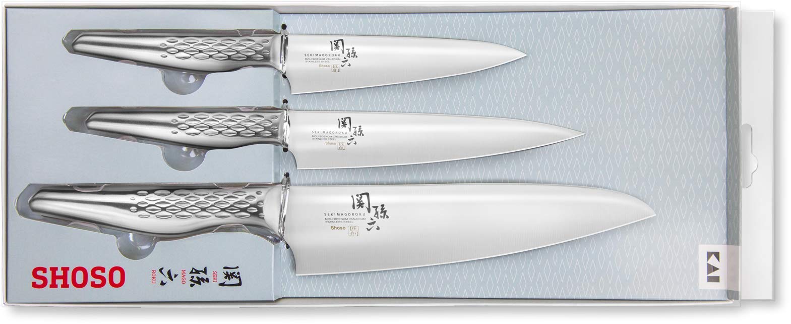 KAI Set de Couteaux Seki Magoroku Shoso 3 pièces, 2 Couteaux universels et 1 Couteau de Chef
