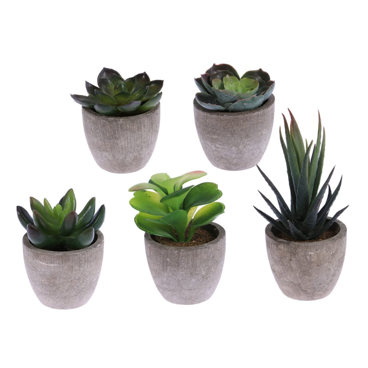 5 Stück Künstliche Sukkulenten Bonsai im Retro Topf aus Kunststoff