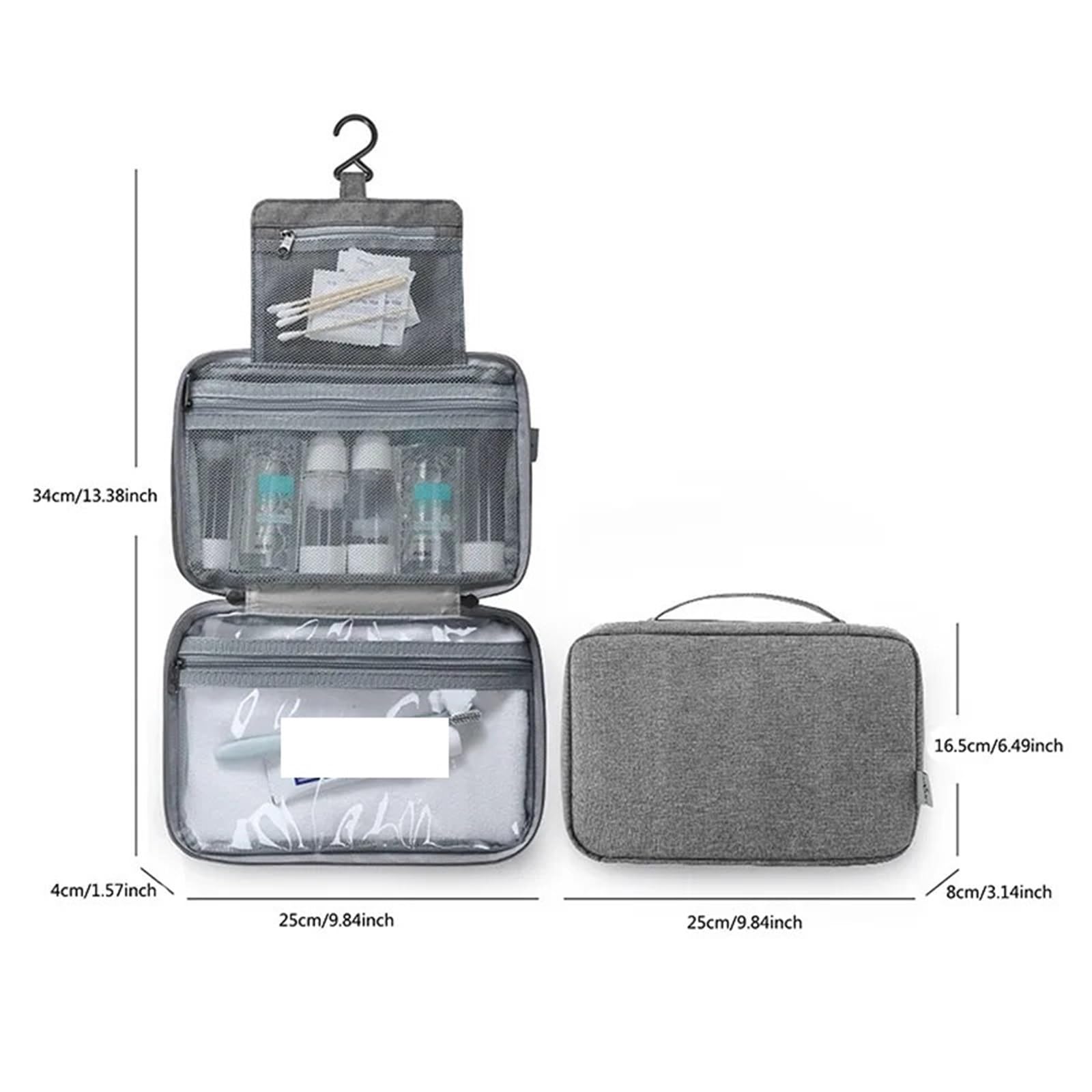 Poche De Voyage Suspendue Trousse de Toilette Voyage étanche et Pliable, avec séparation sèche Humide, Trousse Rangement for cosmétiques, Grande capacité, Maquillage(Color 2)