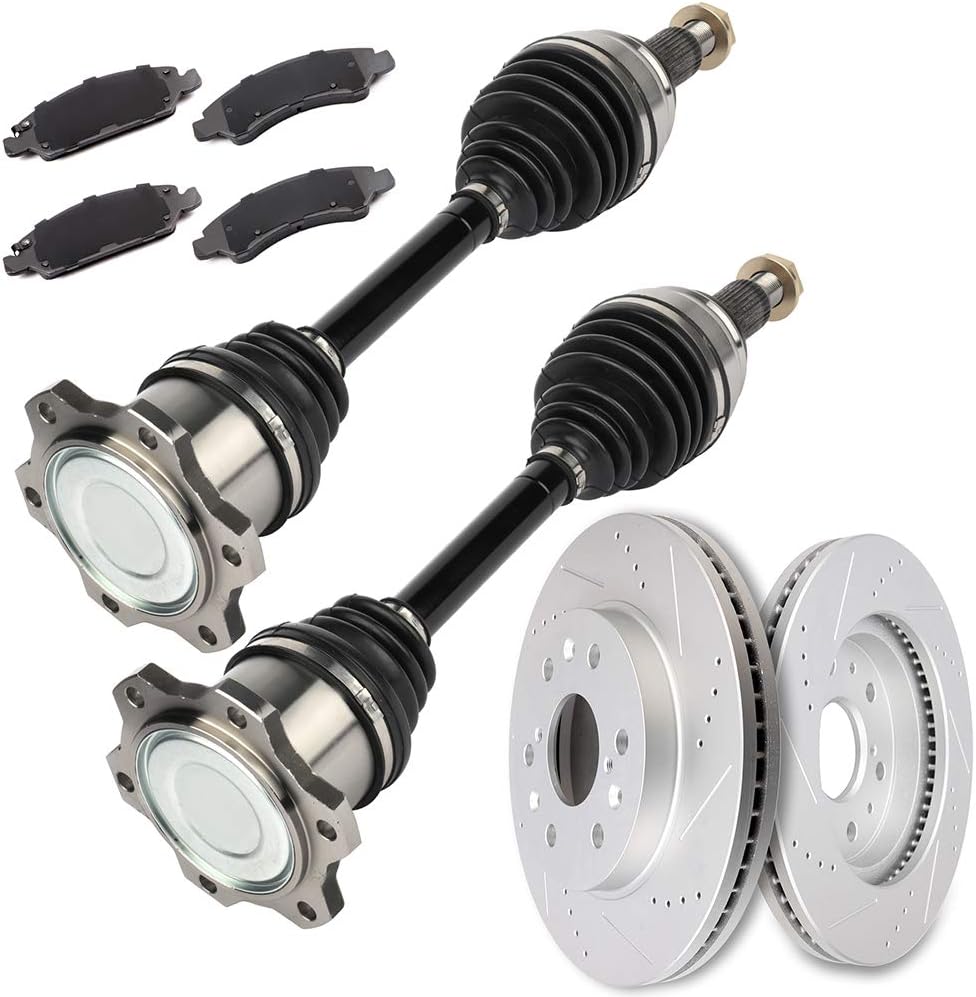 Compatible with cciyu/Front CV Axles & Brake Rotors & Pads Kit for Cadillac 2008-2015 for Chevrolet for GMC 2008-2014
