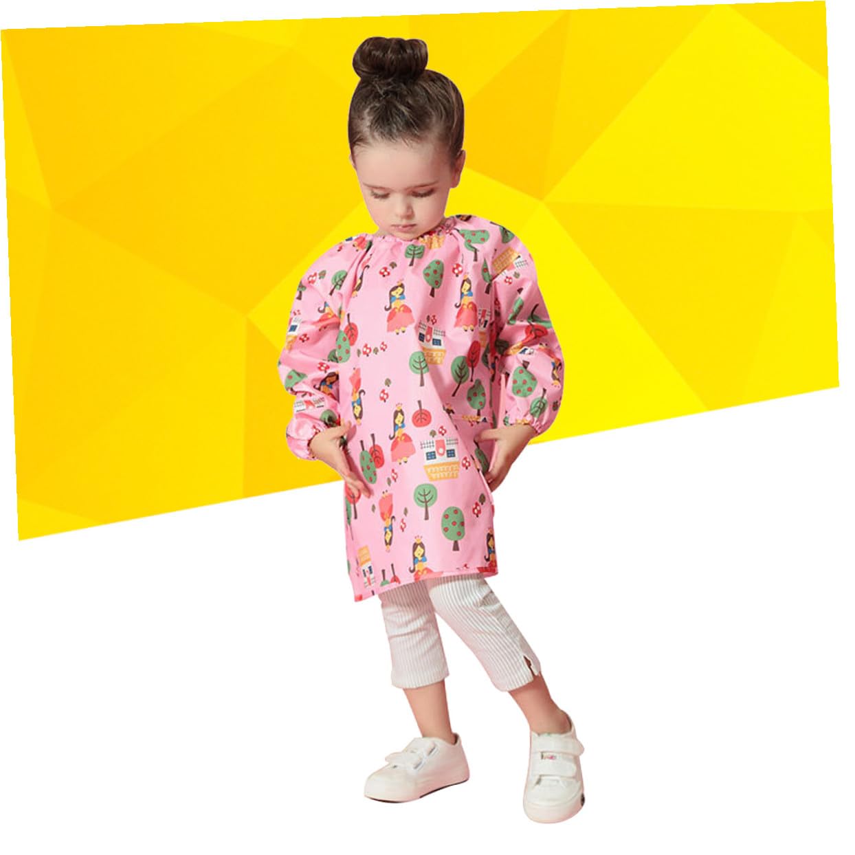 Hemobllo Tablier de Peinture Imperméable Rose en Polyester pour Garçon et Filles, Blouse D'art Manches Longues, Résistant aux Taches, pour Dessin et Peinture