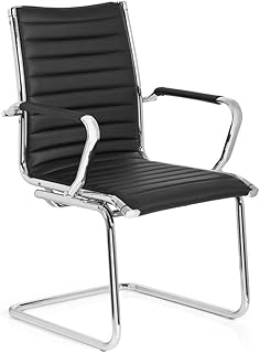 hjh OFFICE 660942 VEMONA V Silla de confidente, piel sintética negro cromado