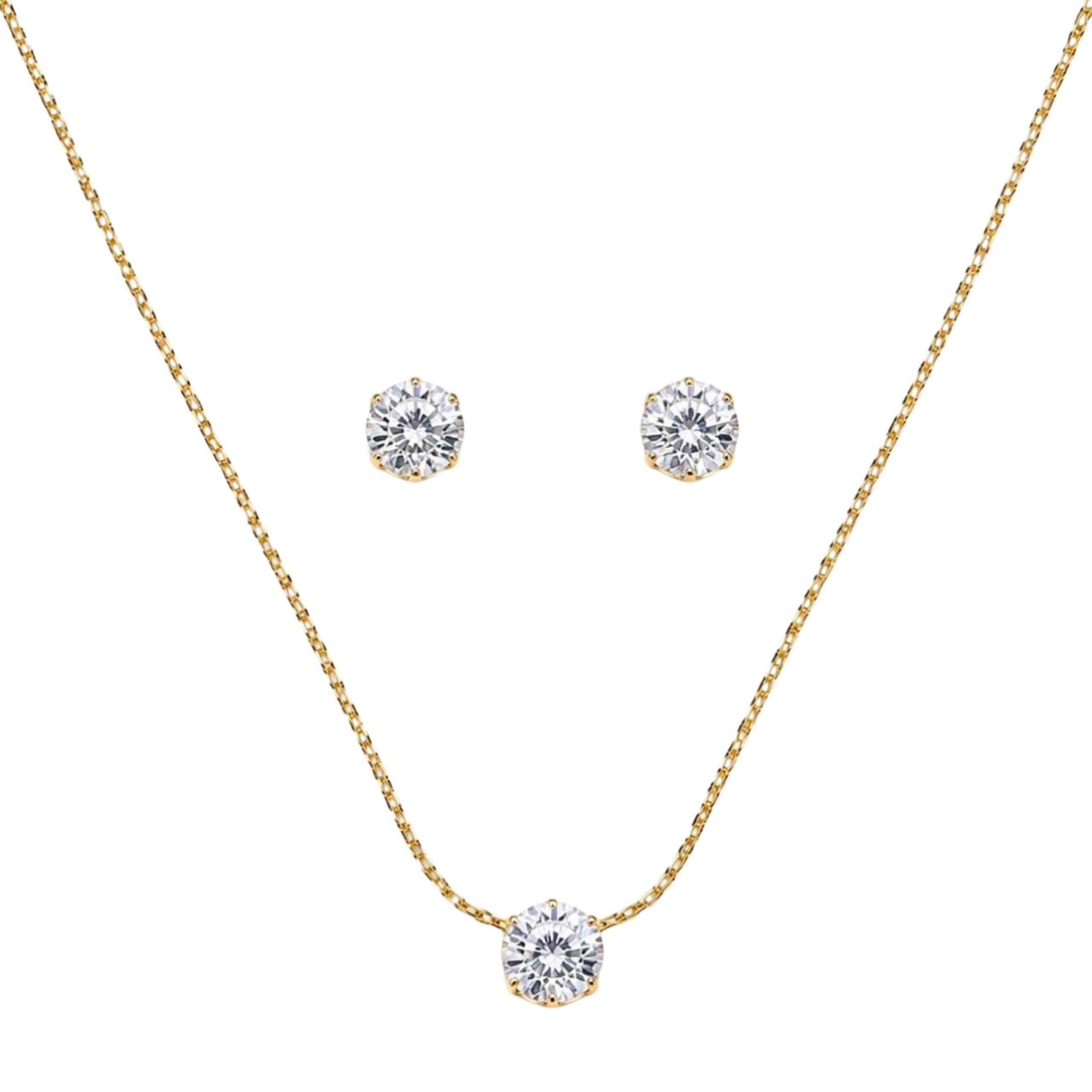 Buy Roali Studio 18K Gold Plated CZ Diamond Necklace and Stud 