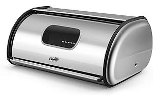 Flexzion 13-Inch Stainless Steel Bread Box for Countertop Storage