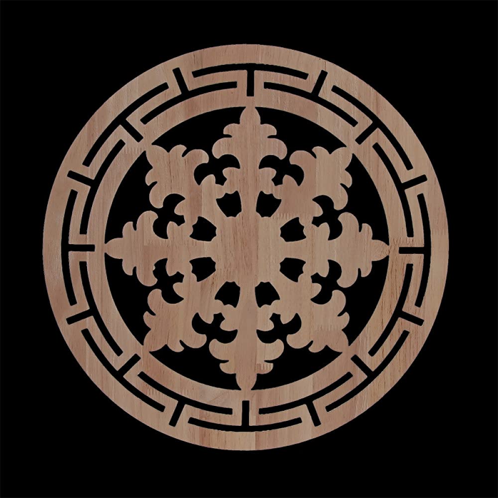 LIJUCAI Figuras de Madera Marco de Madera Aplique de Madera Sobrepuesto Calcomanía de Madera Clásico Exquisito Hojas Florales Antiguas Paredes de Madera para decoración del hogar, Y45,40