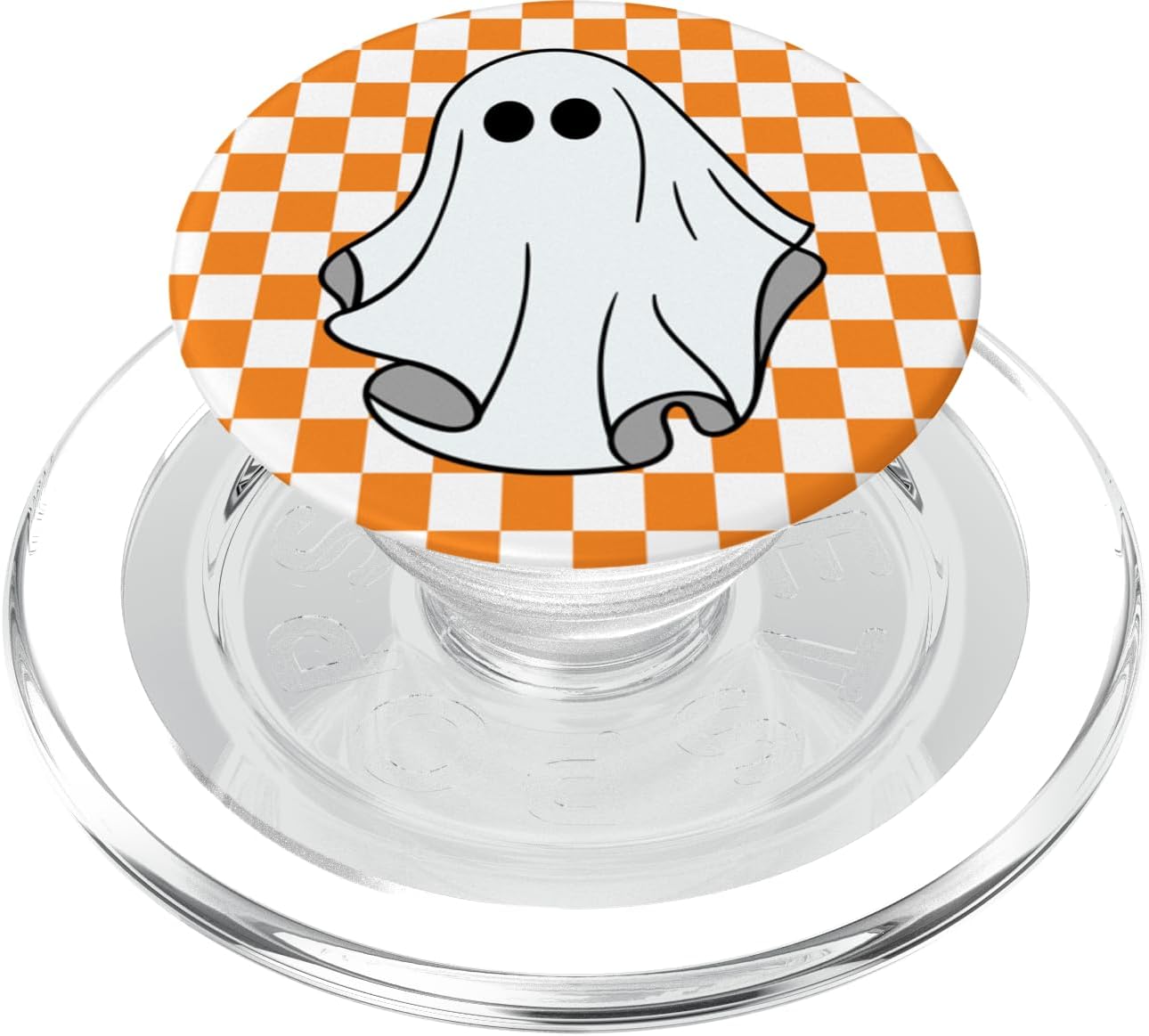 Retro Groovy Checkered Checkerboard Ghost Halloween PopSockets MagSafe PopGrip for iPhone