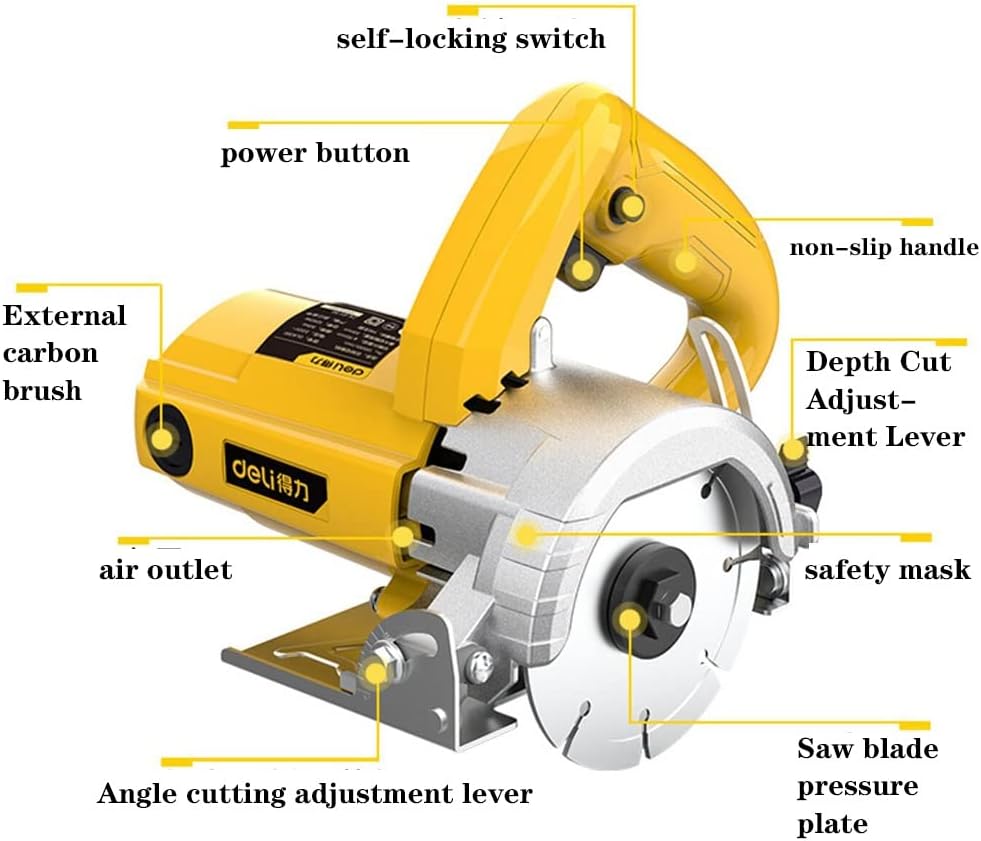 1250W High Power Cutting Machine Multifunctional Portable Chainsaw Tool For Tile Stone Metal Wood Slotting Machine, 23.5*22*18.5cm, Yellow, XSCQ01