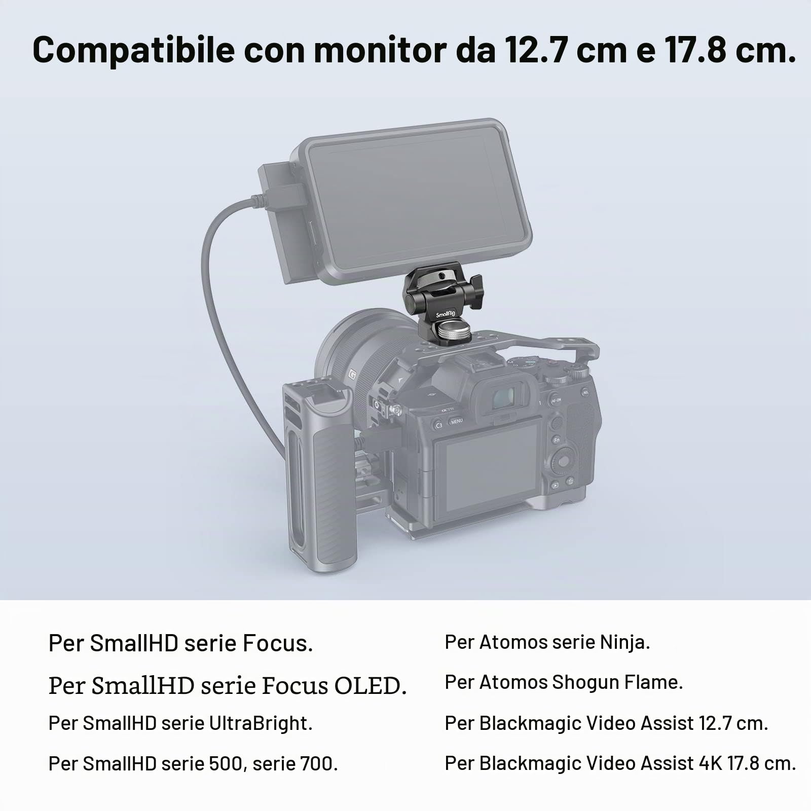 (Aggiornato) SMALLRIG ARRI-Style Supporto per Monitor da Campo da 5" e 7" con Rotazione a 360° e Inclinazione di 180° Supporto Anti-Torsione - 2903B