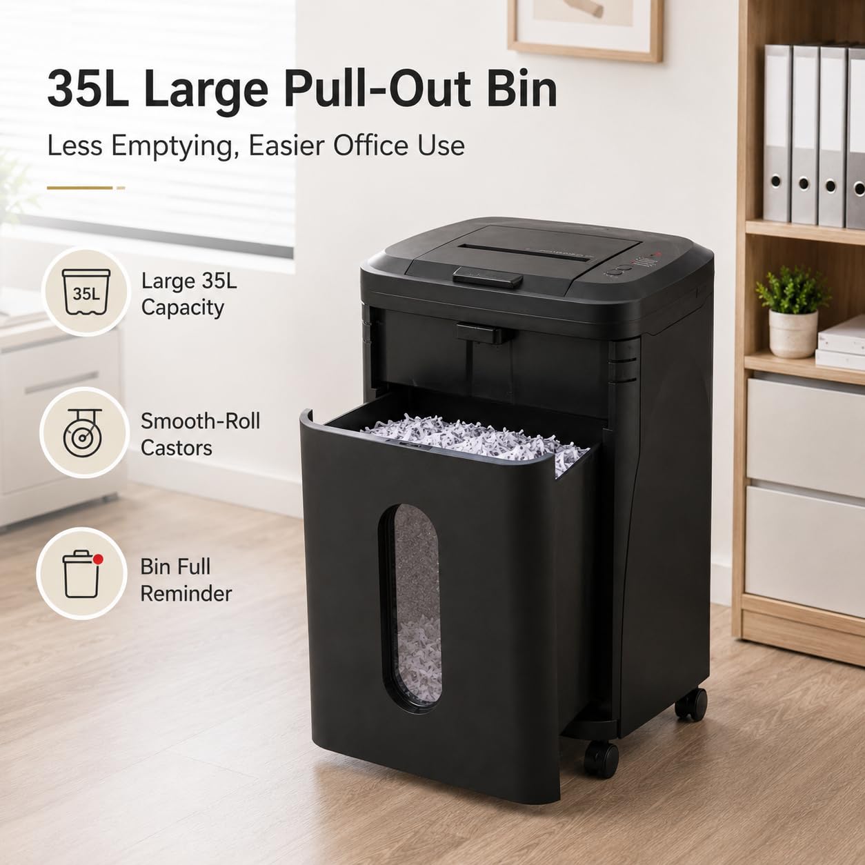 Trituradora De Papel: 300 Hojas Destructora De Papel Automática Microcorte P5 2x13 Mm Cubo 35L 10 Hojas Manuales para Oficina Casa Y Archivo