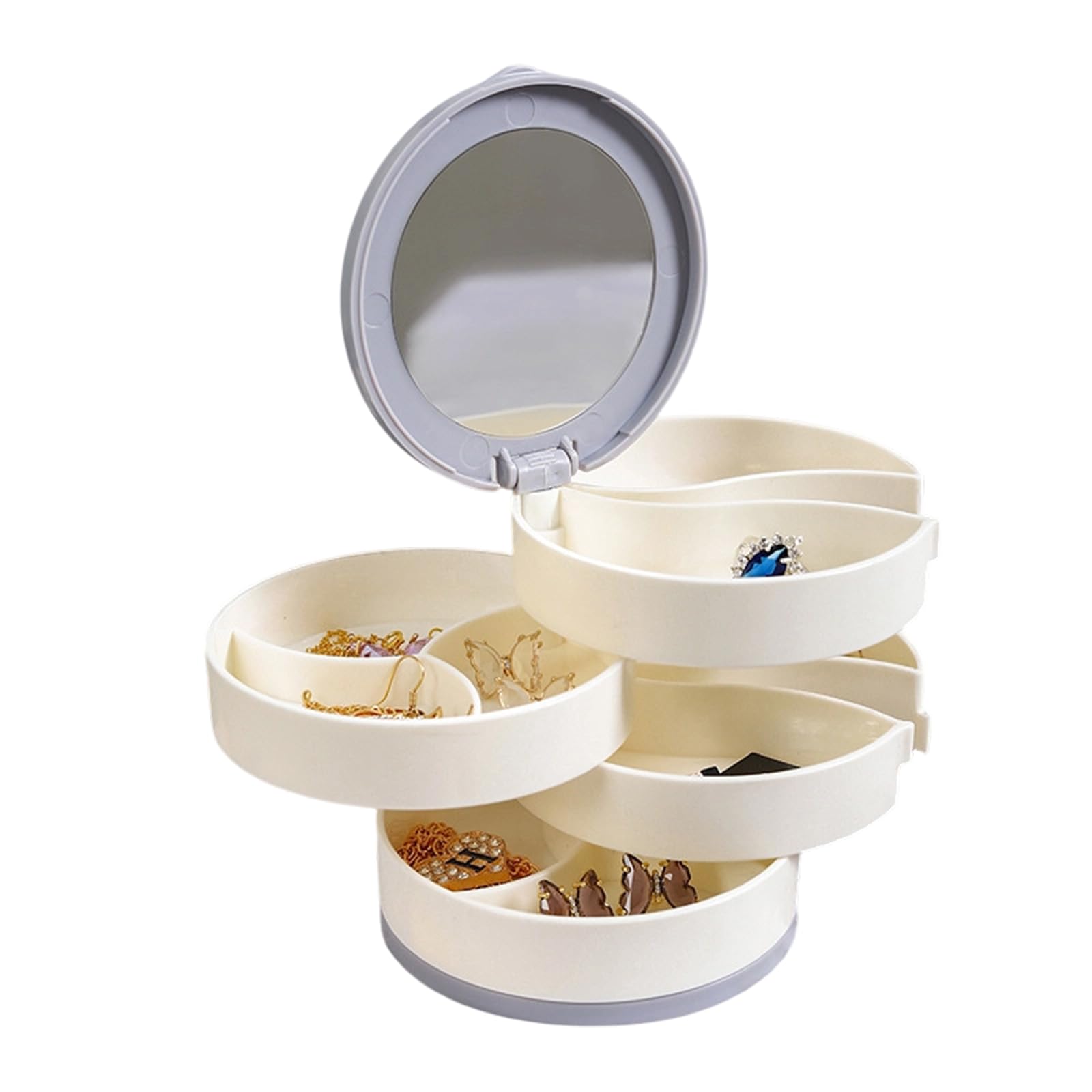 Xjdzineq 360 Degree Rotating Jewelry Organizers with Multi Tiers Earrings Necklaces Rings Efficient ABS Storage Box Twirling Jewelry Planner