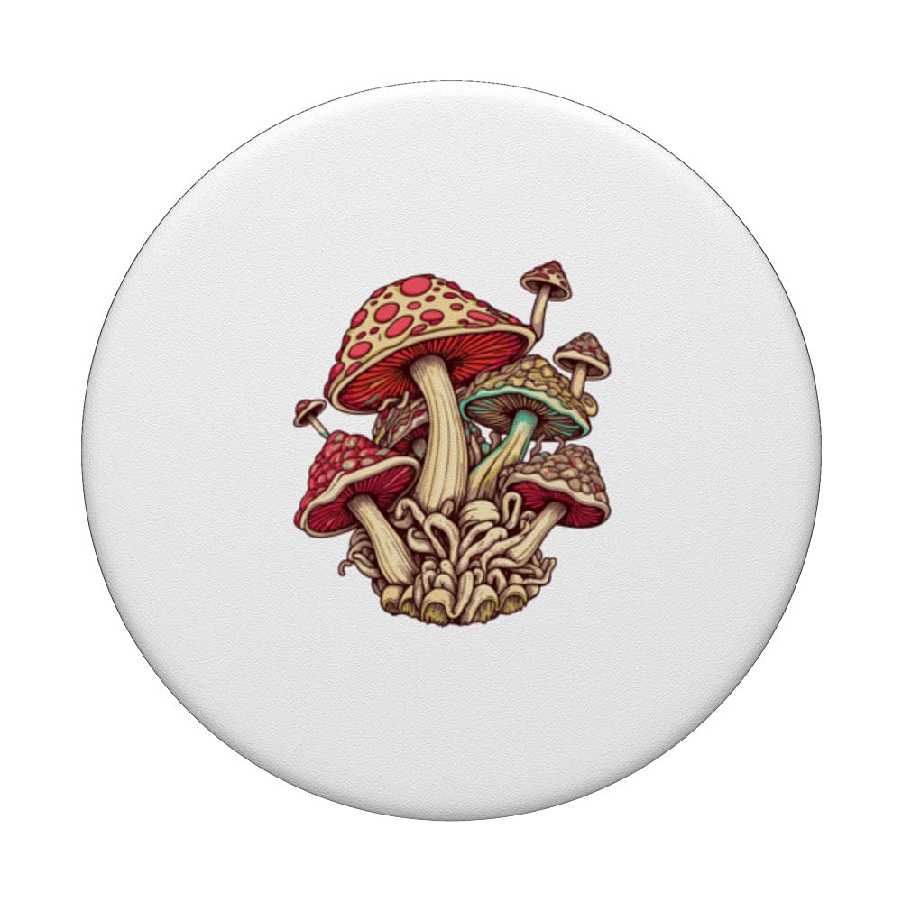 Mushroom T-Shirt Toadstool Hoodie Toadstool Cushion Mushroom Bag PopSockets Swappable PopGrip, Black - Image 3