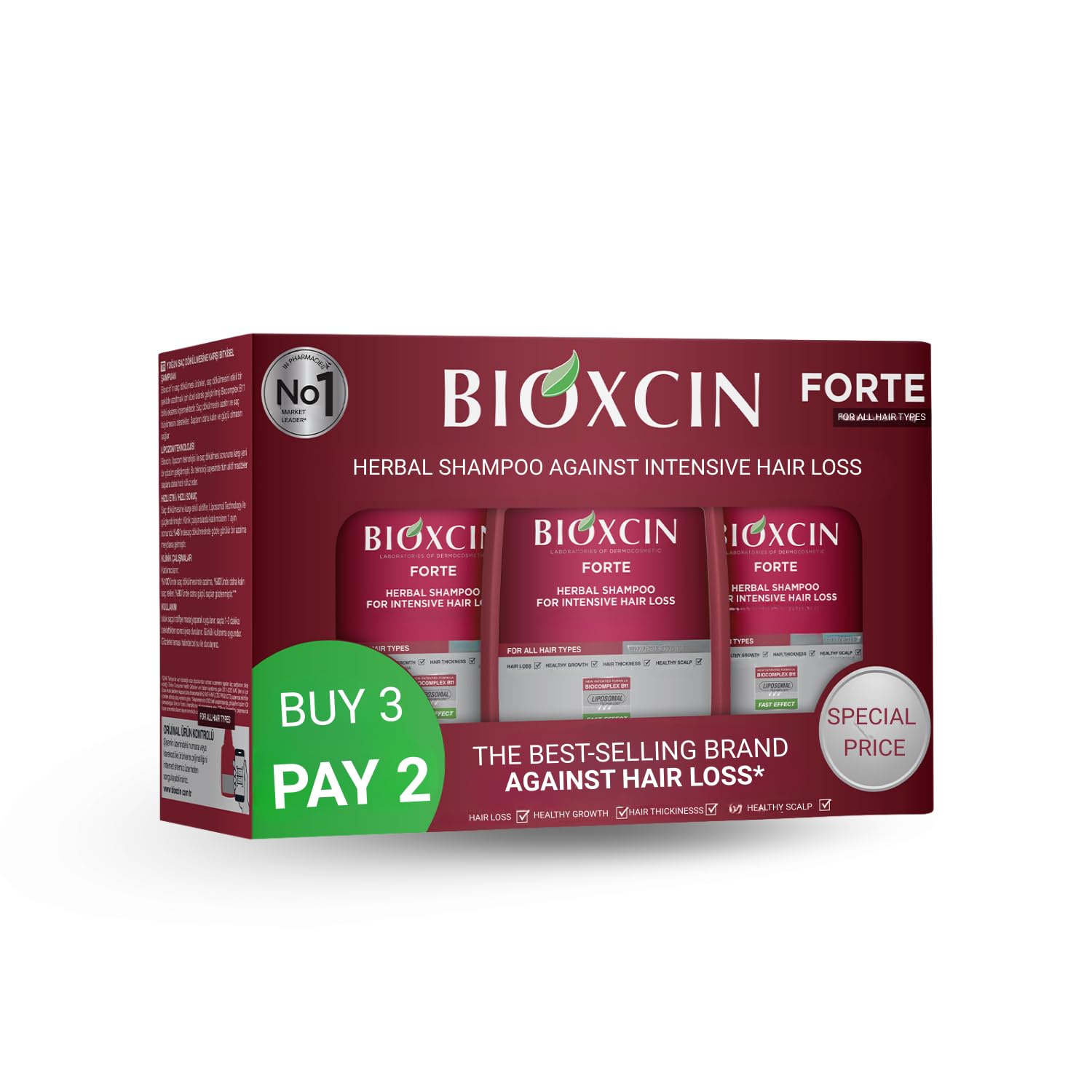 BIOXCIN Forte Hair Loss Shampoo - 3 Pieces in 1 Box