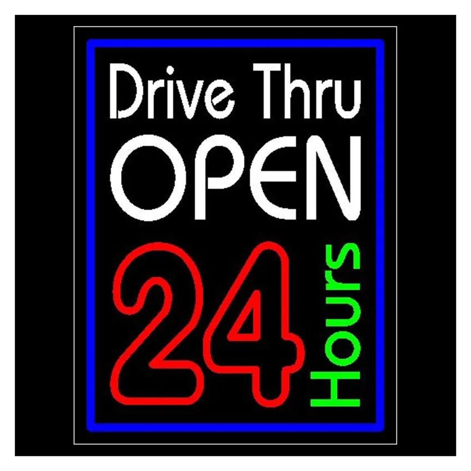 SHOUXI Sign Lamp Drive Thru Open 24 Hours Neon Sign Light Dimmable for Storefront Bar Restaurant Cafe Coffee Flower Shop Party Wall Decor 43cmx35cm