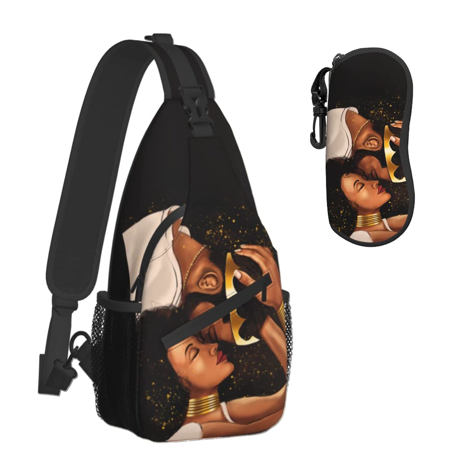 yngviud sling bag for women Sling Backpack Travel Hiking Daypack for Women Men Shoulder Bag for Casual Sport Climbing Runners African American Afo