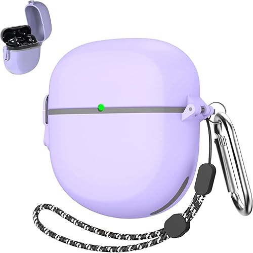 Miimall Funda compatible con Bose QuietComfort Earbuds II, bloqueo seguro actualizado, llavero antipérdida, LED frontal visible, funda protectora