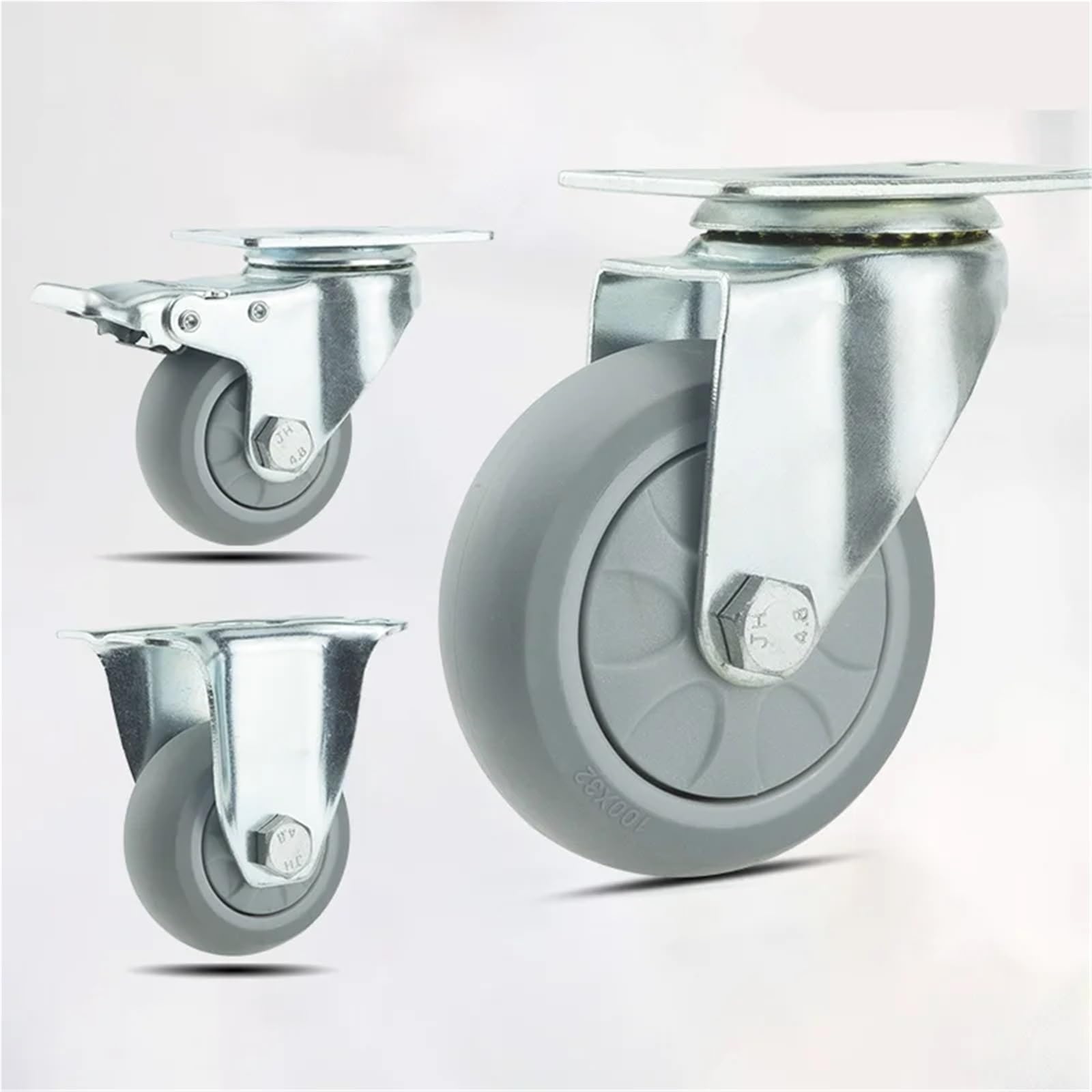 Kółka Wózek Heavy Duty 3/4/5 Cal Blokada Obrotowe kółka Koło wózka Duże obciążenie Taczka przemysłowa Koło gumowe(1pc brake wheel,4 inch)