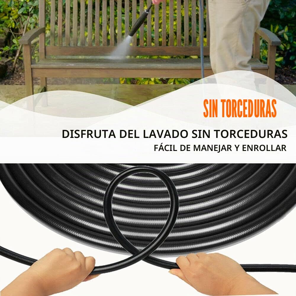 YUET Manguera de limpieza de tuberías para Kärcher K2 K3 K4 K5 K6 K7, Mangueras para Limpiadoras a Presión 10m 33pies 2300 PSI /180 Bar/18MPA +60° Kit de y Drenaje con Adaptador para Lavor Serie