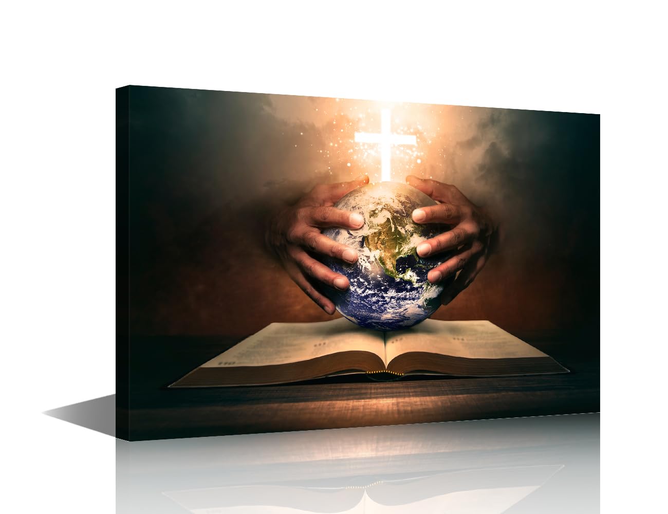 TISHIRON 1 Piece Canvas Prints Holy Bible Wall Art Modern Home Decor Jesus Christ Poster Living Room Christ Redeemer Bedroom Decoration Artwork Painting Framed Ready to Hang, 12" Wx18 H