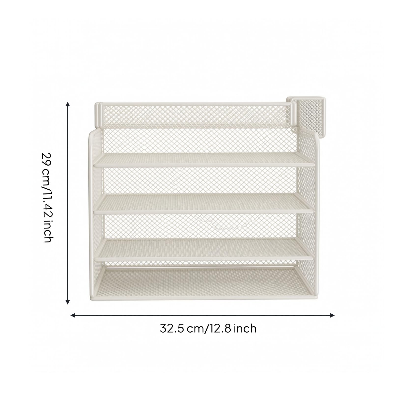 Colcolo Desktop Book Organizer Modulare da Scrivania a 4 Ripiani Portadocumenti Portaregistri Portapenne in Rete con Tazza Laterale per Accessori, Bianco, style to 2