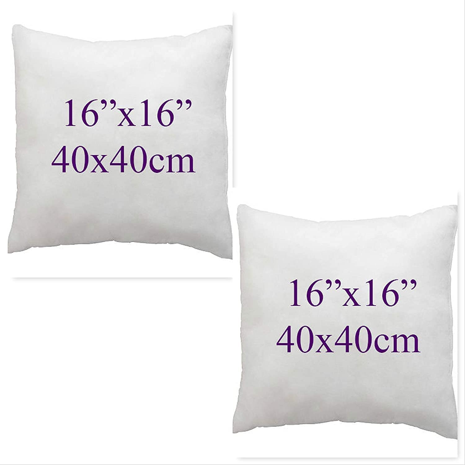 Pack of 2 Duck Feather & Down Cushion Pad Inner Insert -100% Natural Cotton Anti Dust Mite and Down Proof Cushion Pads Cover/Non Allergenic (16x16")