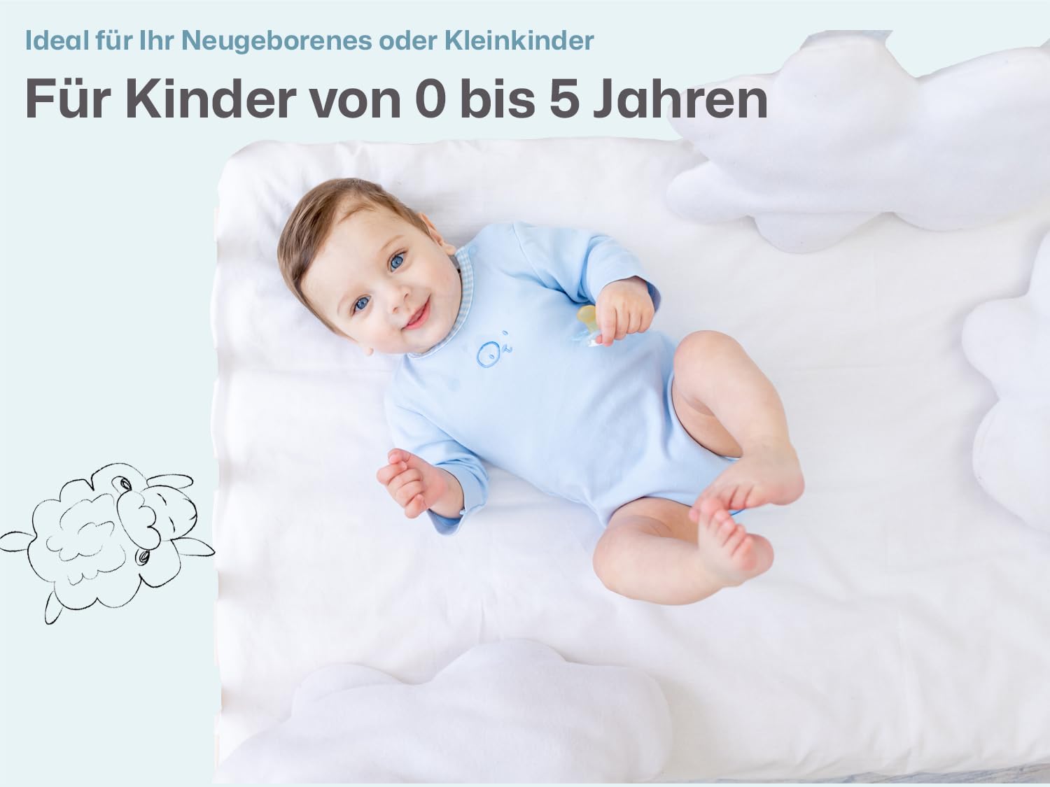 RAVENSBERGER Baby- und Kindermatratze Ravensbärchen - 70 x 140 cm, Höhe 9 cm - für Babys geeignet - inkl. Lyocell (Tencel®) Bezug mit Klimaband - trittfeste Kanten - Oeko-TEX® Standard 100 Klasse 1