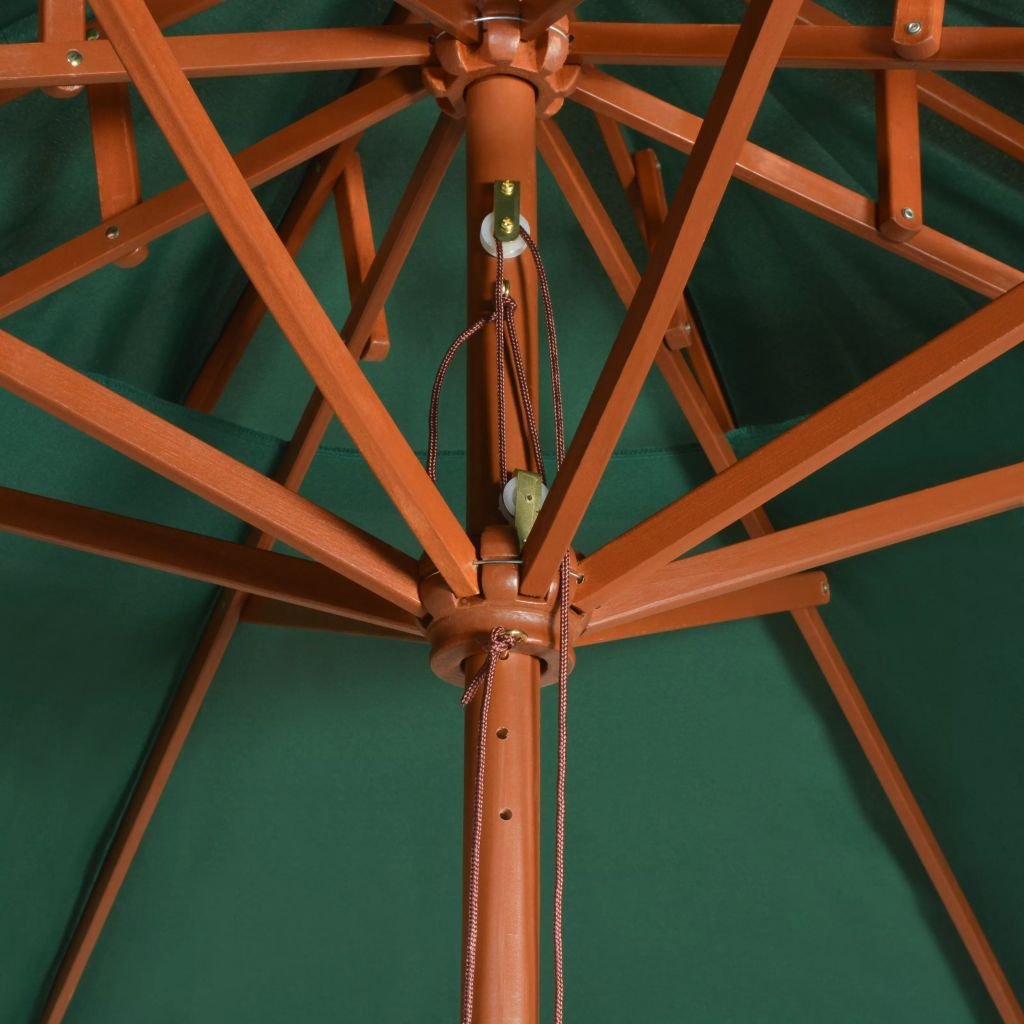 Homgoday Sombrilla de Dos Pisos con Palo de Madera Verde 270x270 cmSombrilla de Jardín, Protección UV Sombrilla Jardín Grande Orientable Jardín Parasol Balcón