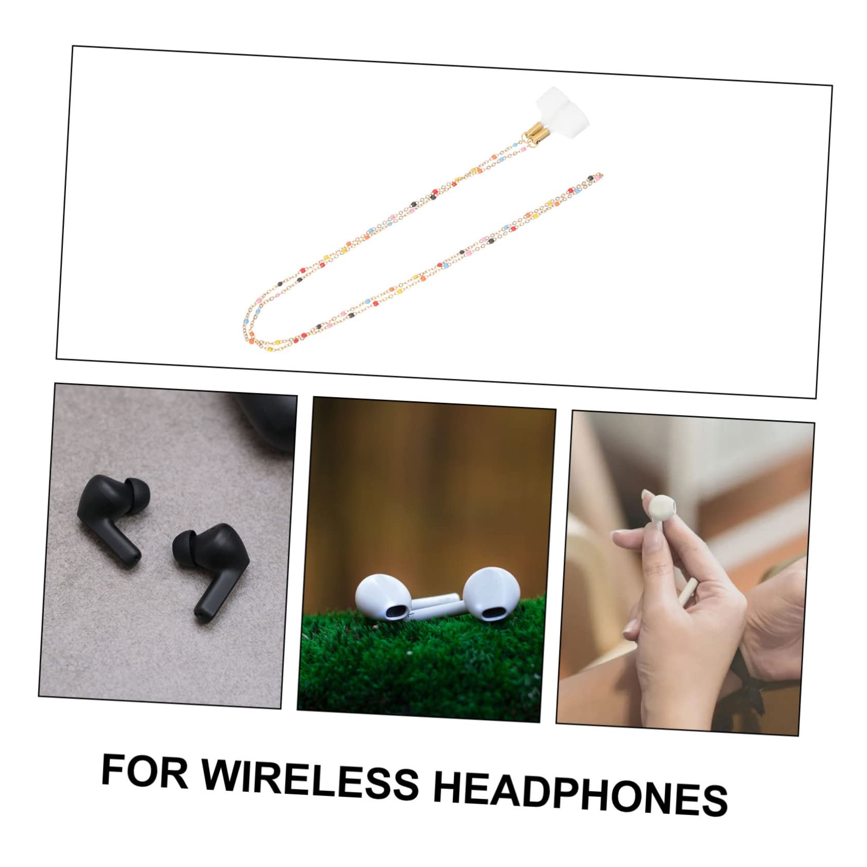 Angoily 4 Piezas Anti-perdida Correa para Auriculares Inalámbricos Cadena Decorativa Auriculares Inalámbricos Collar Gel Sílice Cadena Enlace Cobertura Hombres y Mujeres