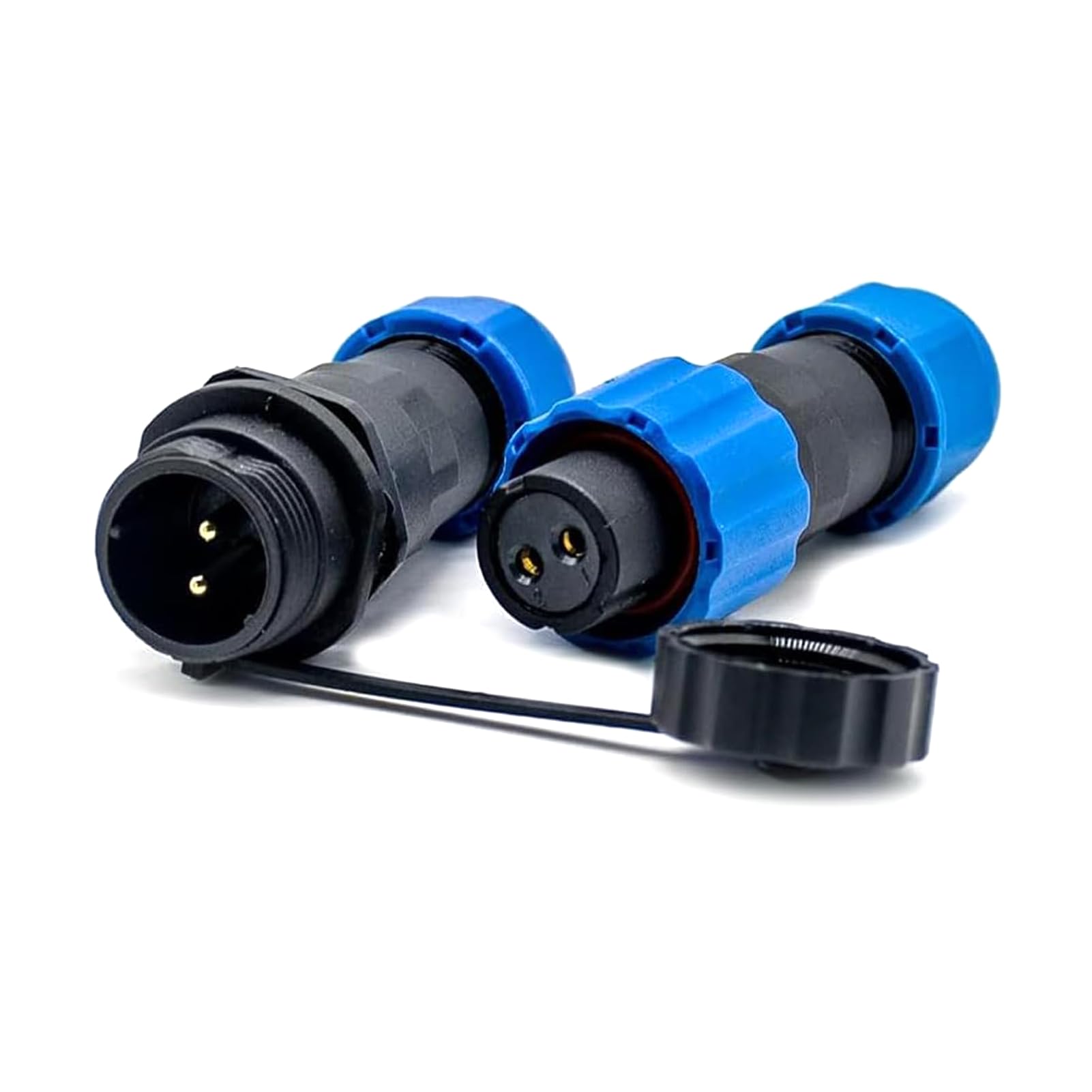 Elecbee SP13 Series Aviation Waterproof Connector, Industrial Aviation Plug Socket Circular Cable Connector IP68 Female Plug Male Socket in Line Type One Pair 2 Pin Connector with Waterproof Cover