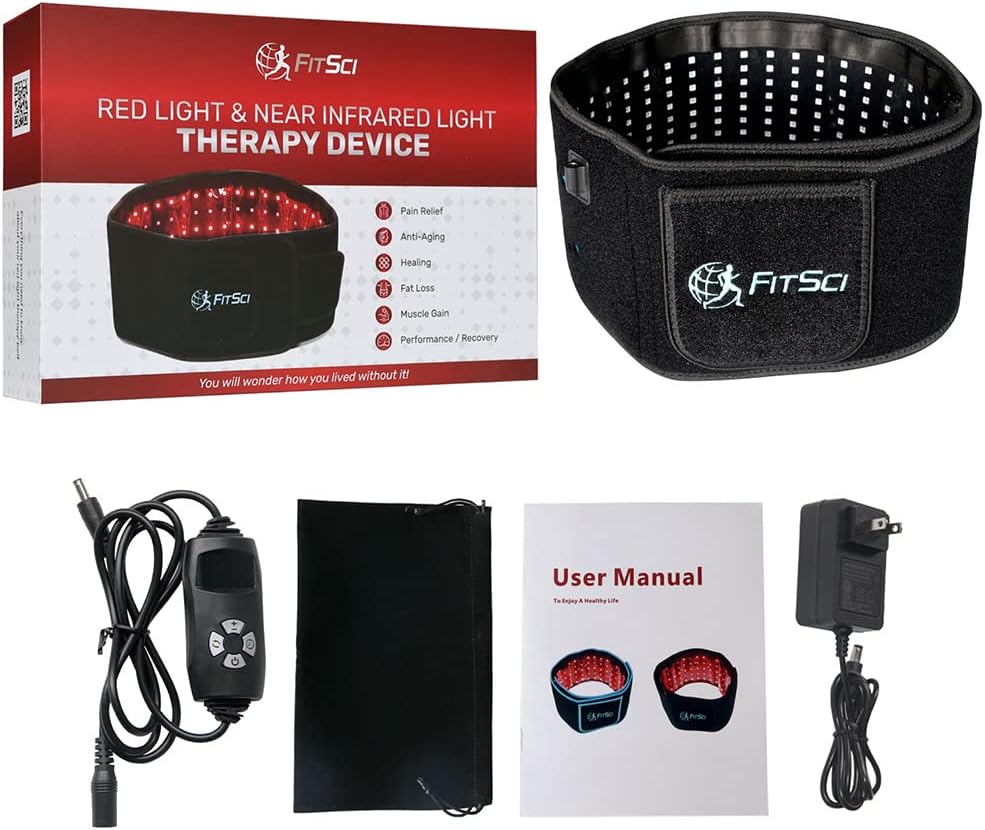 Red Infrared Light Therapy Belt - 880nm LED Wrap for Back Shoulder Knee Pain Relief - Portable Wearable Home Use Device - Deep Penetrating Benefits to Muscles Joints Body