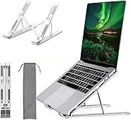 Dyazo 6 Angles Adjustable Aluminum Ergonomic Foldable Portable Tabletop Laptop/Desktop Riser Stand Holder Compatible for MacBookHPDellLenovo & All Other Notebook (Silver)