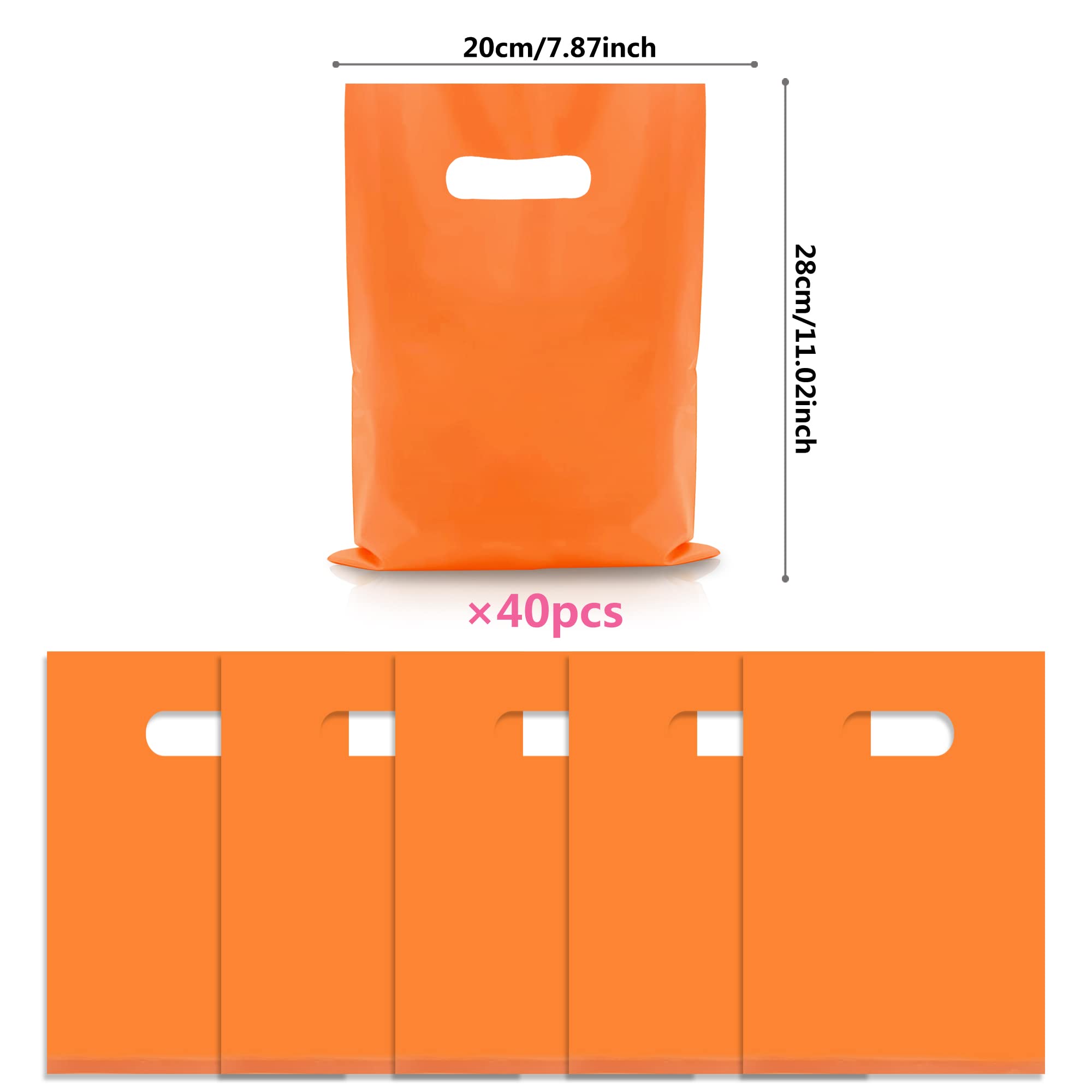 TOSPARTY 40PCS Orange Plastic Gift Bags Easter Candy Bag Die Cut Plastic Bags are Sturdy Party Assorted Easter Gift Bag