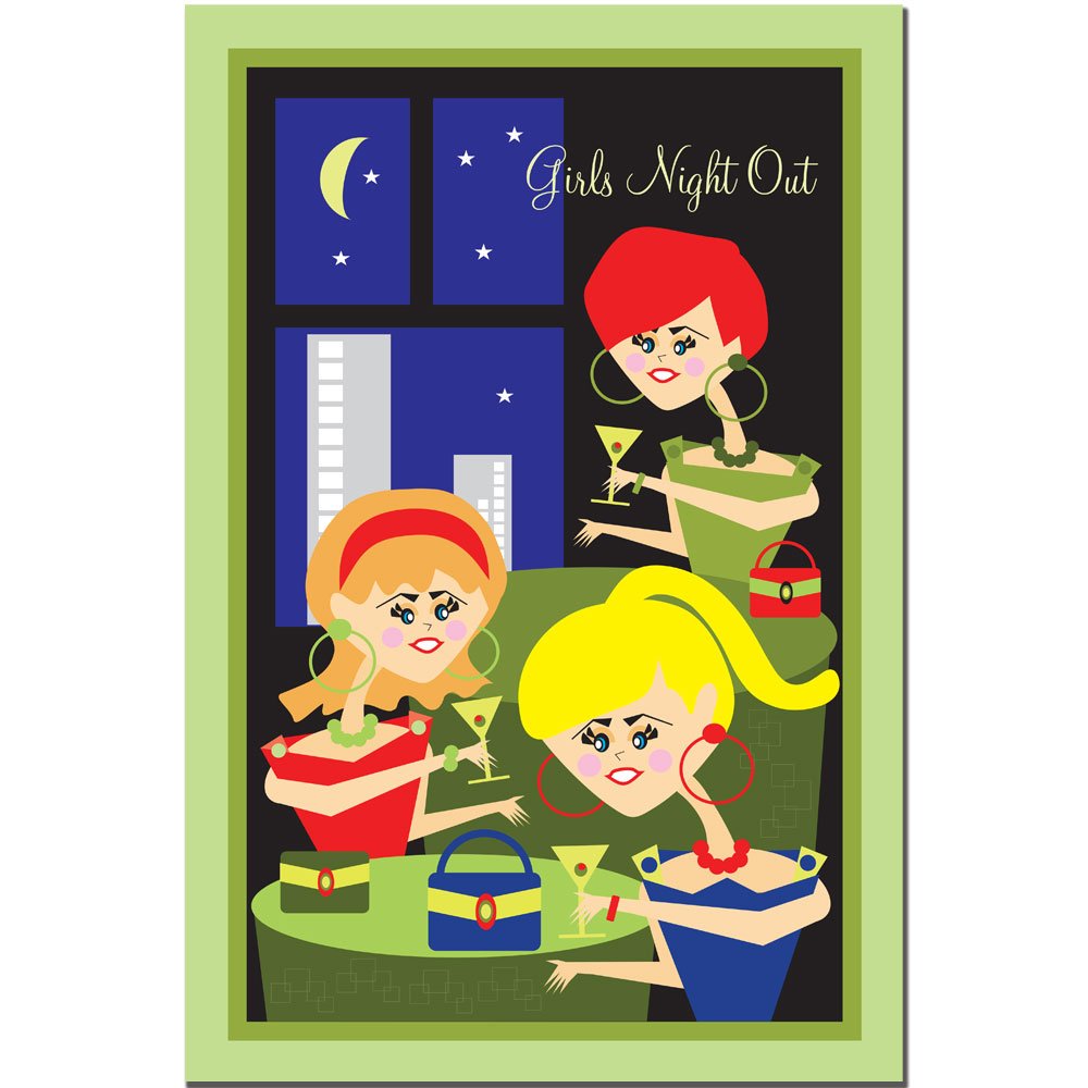Trademark Fine Art Girls Night Out by Grace Riley Canvas Wall Art, 14x19-Inch