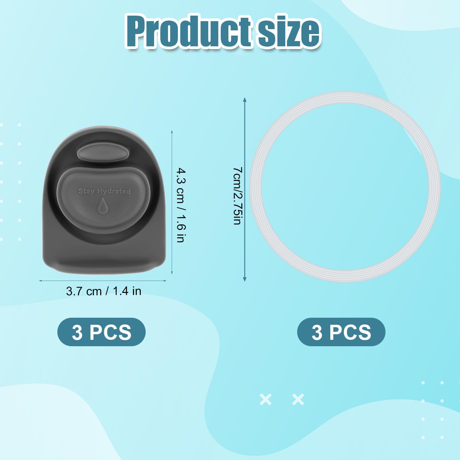 BOXOB 3pcs Bottle O Seal Ring & 3pcs Replacement Stoppers for Owala Freesip Cap, Silicone BPA Free Water Bottle Top Lid Gasket Parts for Owala Freesip 16/19/24/32/40oz - Image 2