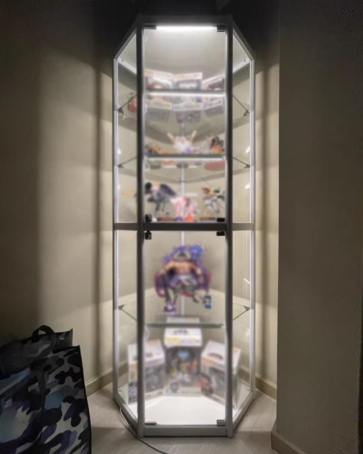 照明付きガラス棚（5段）