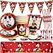 Mickey Party Supplie, 72 PCS Mickey Mouse Party Supplies Kit Fournitures de Fête d'anniversaire Assiettes de Vaisselle pour Anniversaire d'enfants et Fêtes