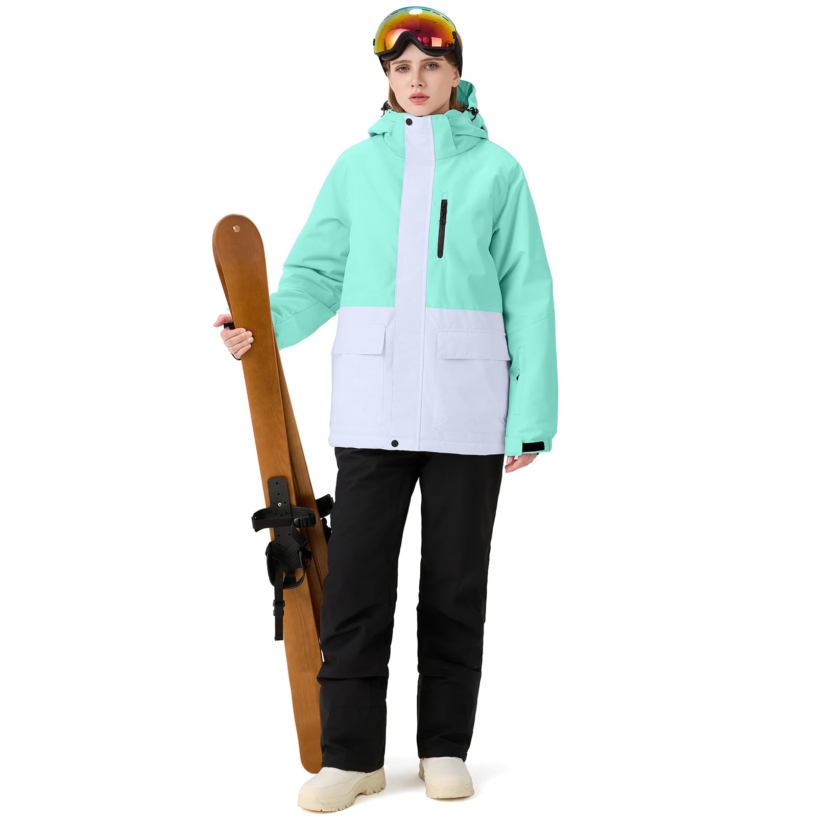 HOTIAN Damen Ski Jacke und Hosen 2 Teilig Set Skianzug Damen Wasserdicht Winddicht Winter Warme SkiSchnee Skifahren Sätze Snowboard Set