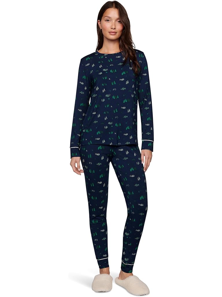 Navy Eberjey Gisele Printed Crew PJ Set