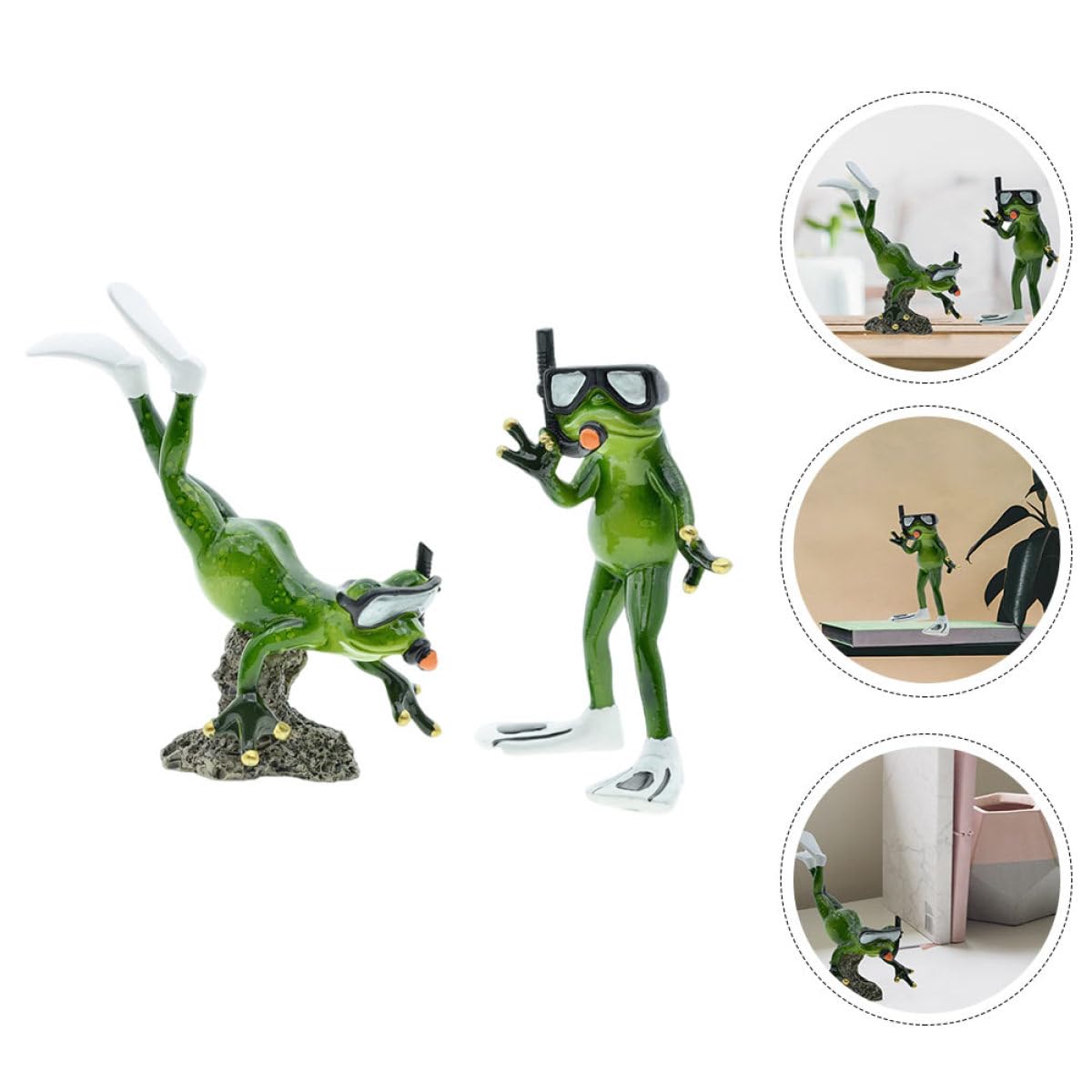 Toyvian 1 Paar Gartendekoration Frosch Taucher aus Harz Wetterfeste Gartenfiguren für Teich und Outdoor Deko Miniatur Figuren für Gartenliebhaber