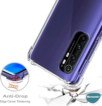 Microsonic Shock Absorbing için Kılıf Xiaomi Mi Note 10 Lite Şeffaf [Mi Note 10 Lite ile Uyumlu Kılıf - Şeffaf]