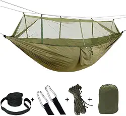 Rede mosquiteira para acampamento ao ar livre com rede mosquiteira de nylon para acampamento duplo (verde escuro)