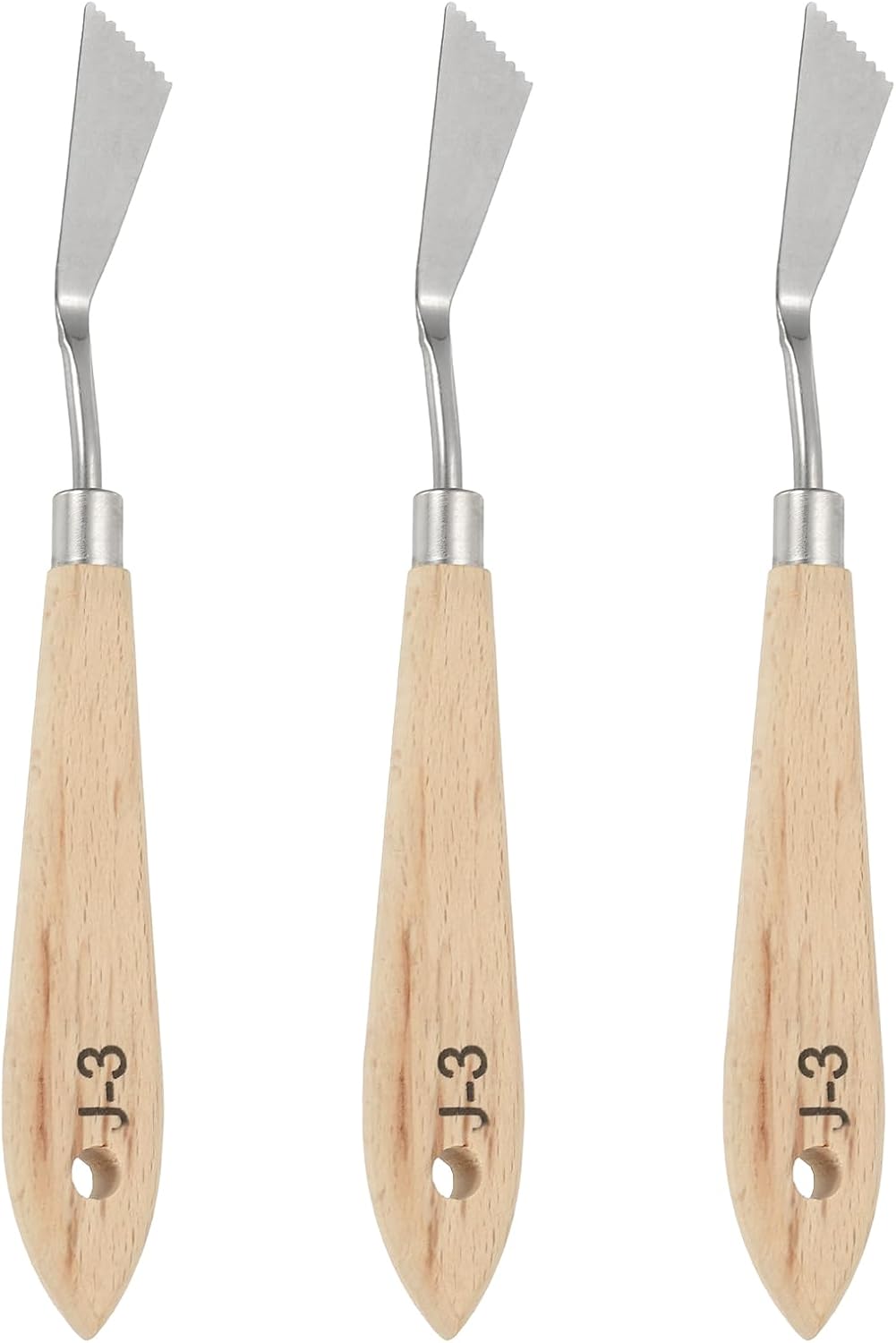YOKIVE 3 Pcs Stainless Steel Palette Knife, No.3 Professional Art Spatula Oil Painting Accessories Color Mixing Scraper with Wood Handle, Great for Canvas Acrylic Paint(Brown, 6.69-Inch)