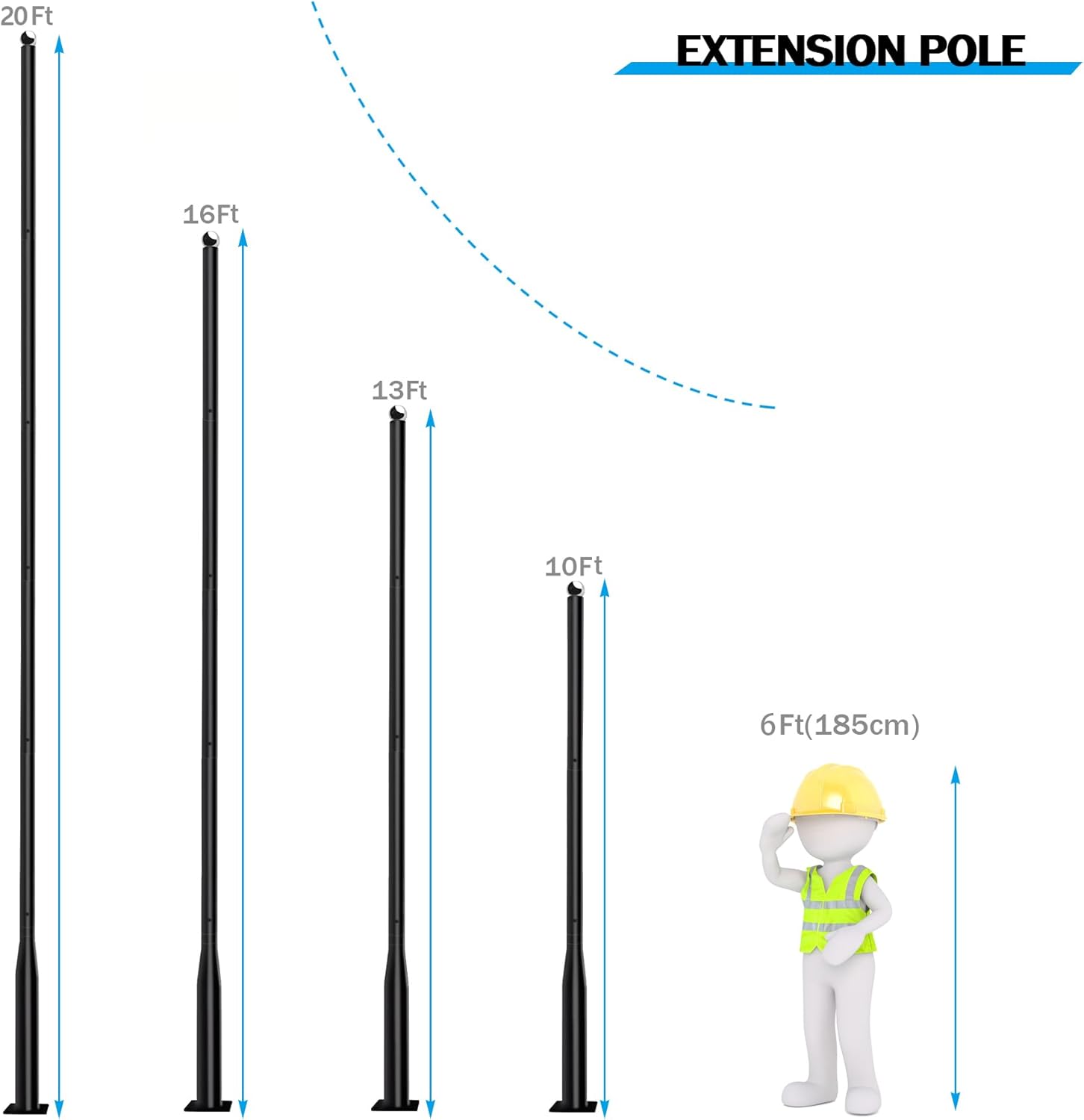 Street Light Pole 20Ft,Street Light Poles for Outdoor Lighting, Solar Street Light Pole Accessory for Street, Patio, Backyard, Basketball Court, Park