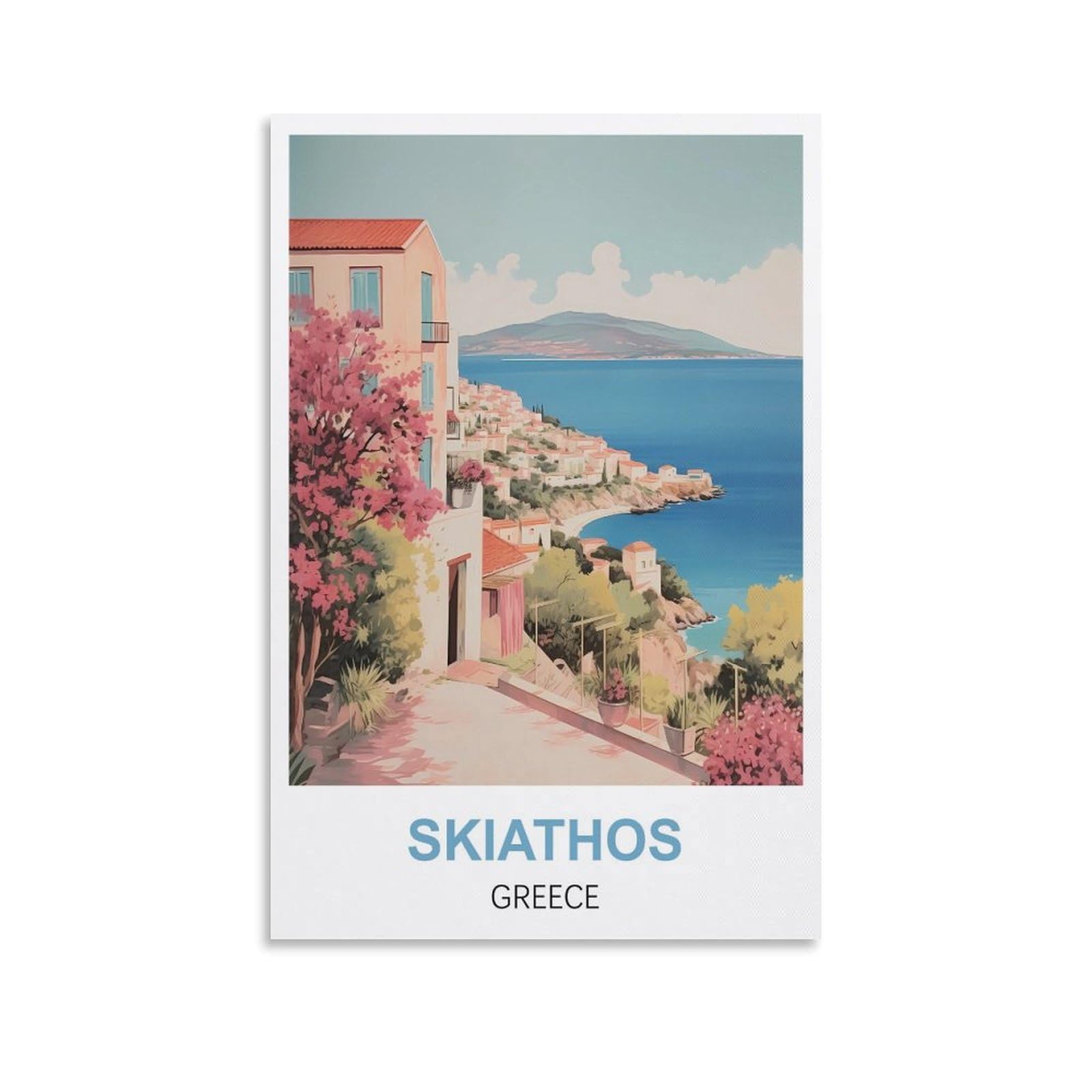 HNROJICO Skiathos Greece Vintage Travel Posters 08x12inch(20x30cm) Canvas Wall Art Poster Prints