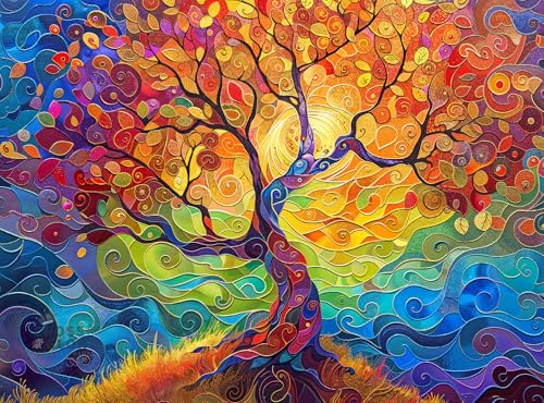 Cross & Glory - The Eternal Tree of Life - 1000 Piece Jigsaw Puzzle for Adults | Vibrant Rainbow Tree Puzzle | Meaningful Challenge | Best New Artistic Puzzle